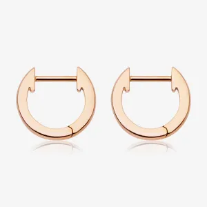 A Pair of Rose Gold Simple Huggie Hoop Steel Earring