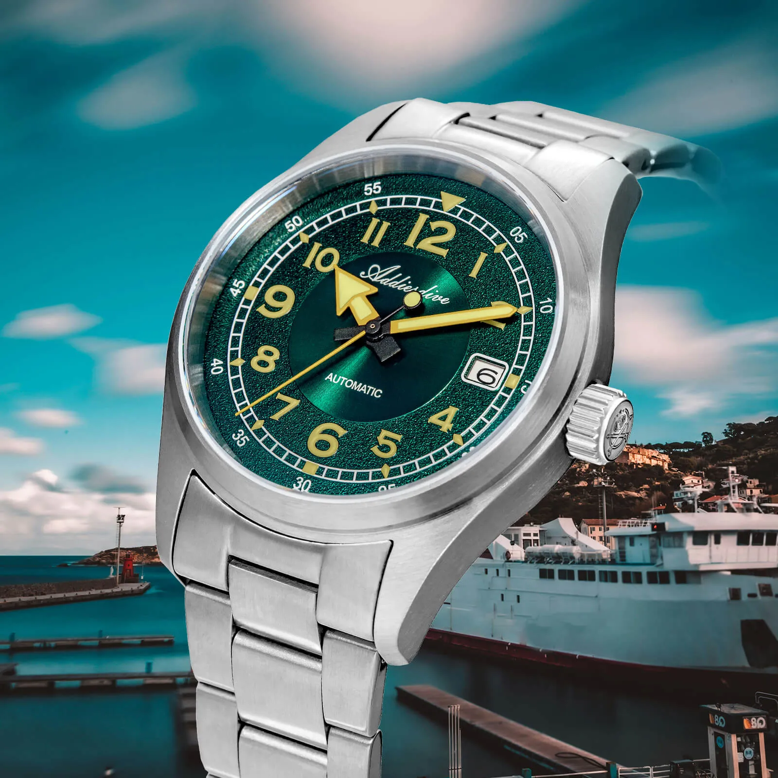 ADDIESDIVE 39mm Explore Retro Mechanical Men Watch AD2055