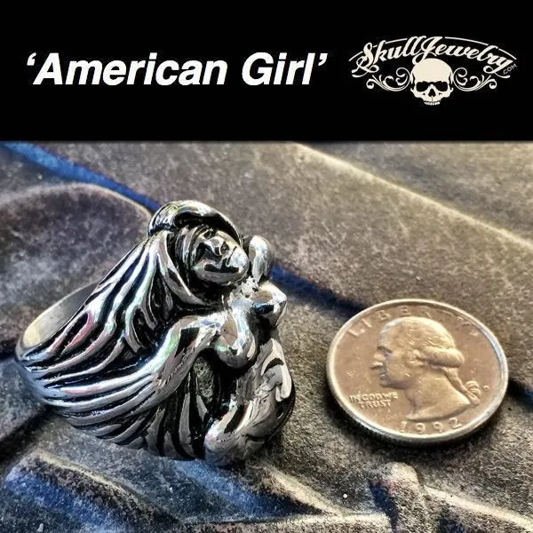 American Girl -Stainless Steel Nude Female Ring (672)