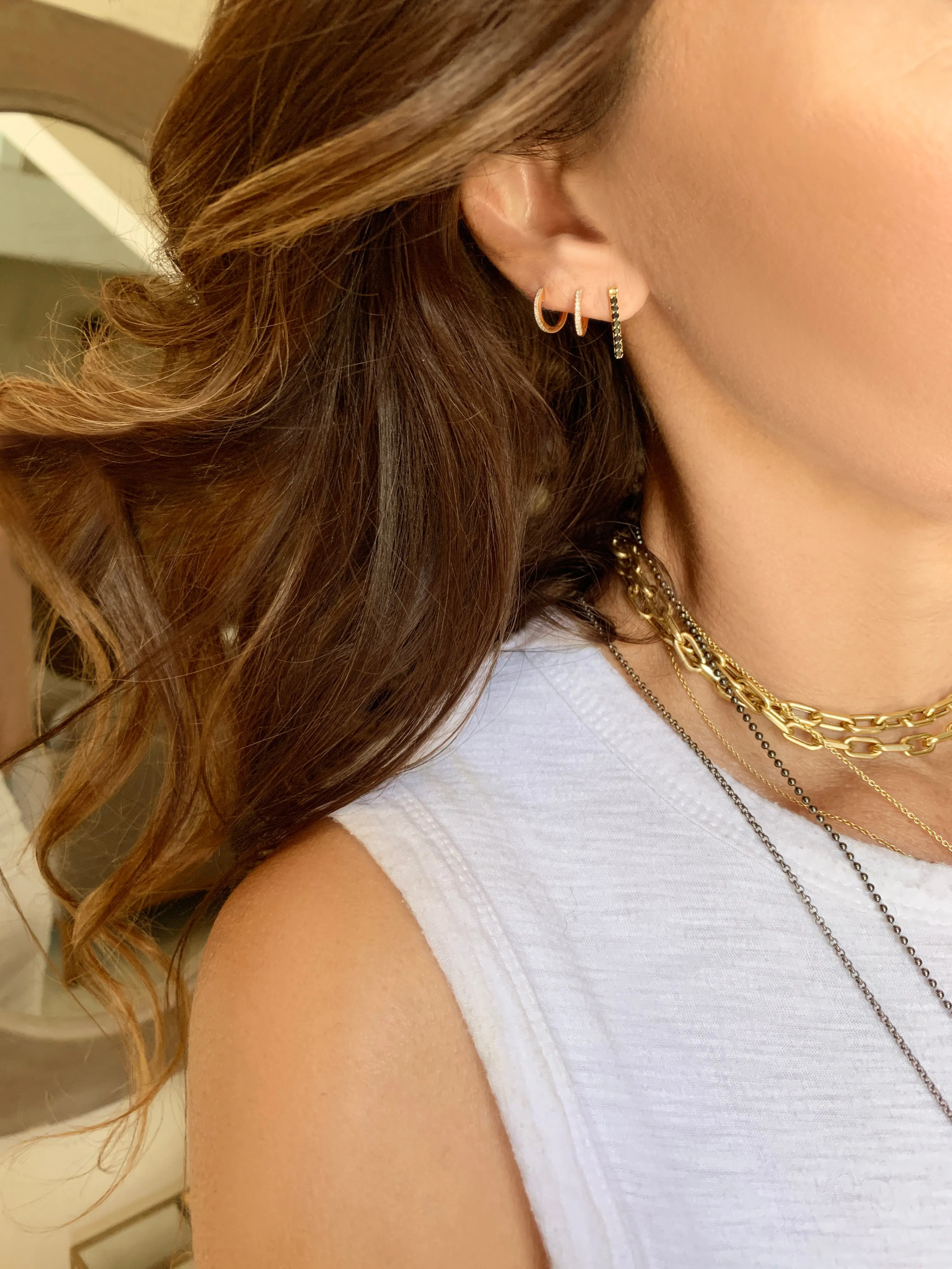 Anné Gangel Small Diamond Yellow Gold Huggie Hoops