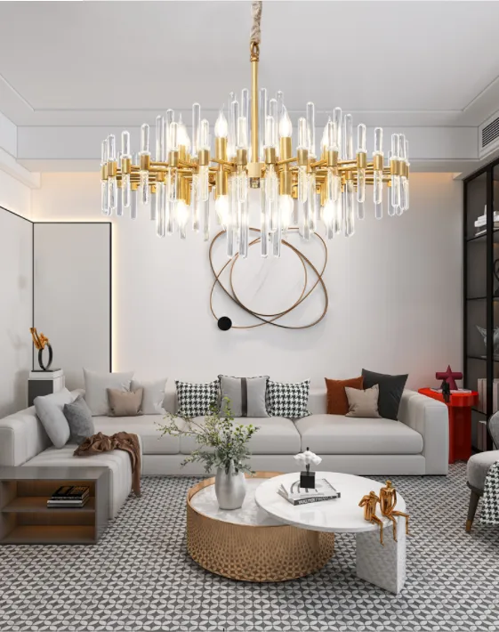 Antique Brass Crystal Chandelier