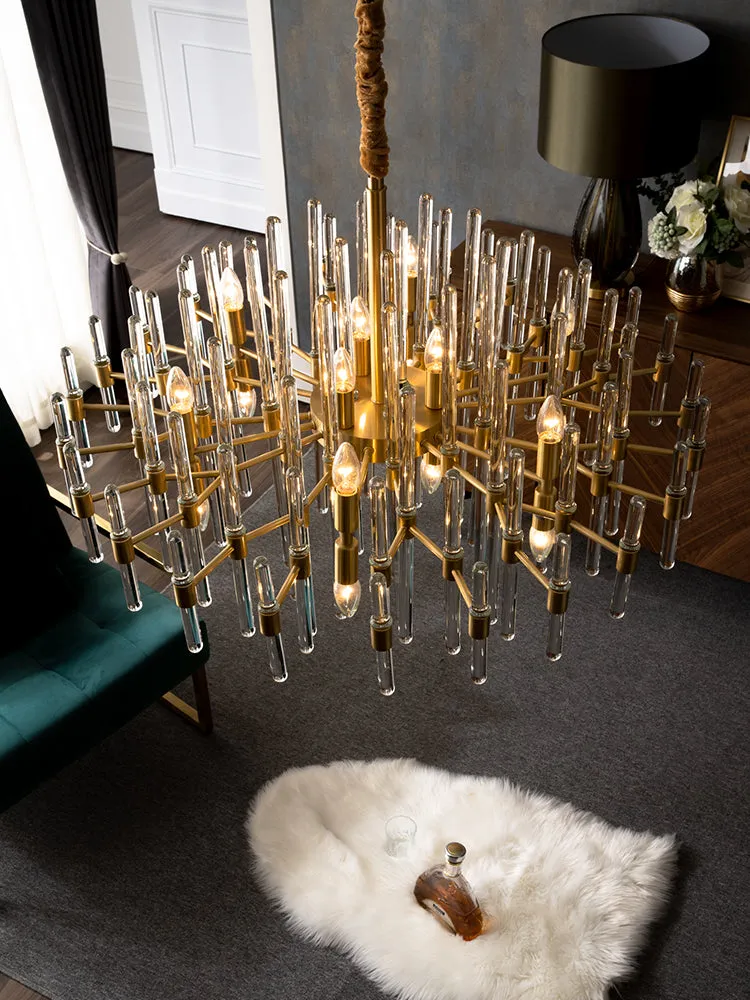 Antique Brass Crystal Chandelier