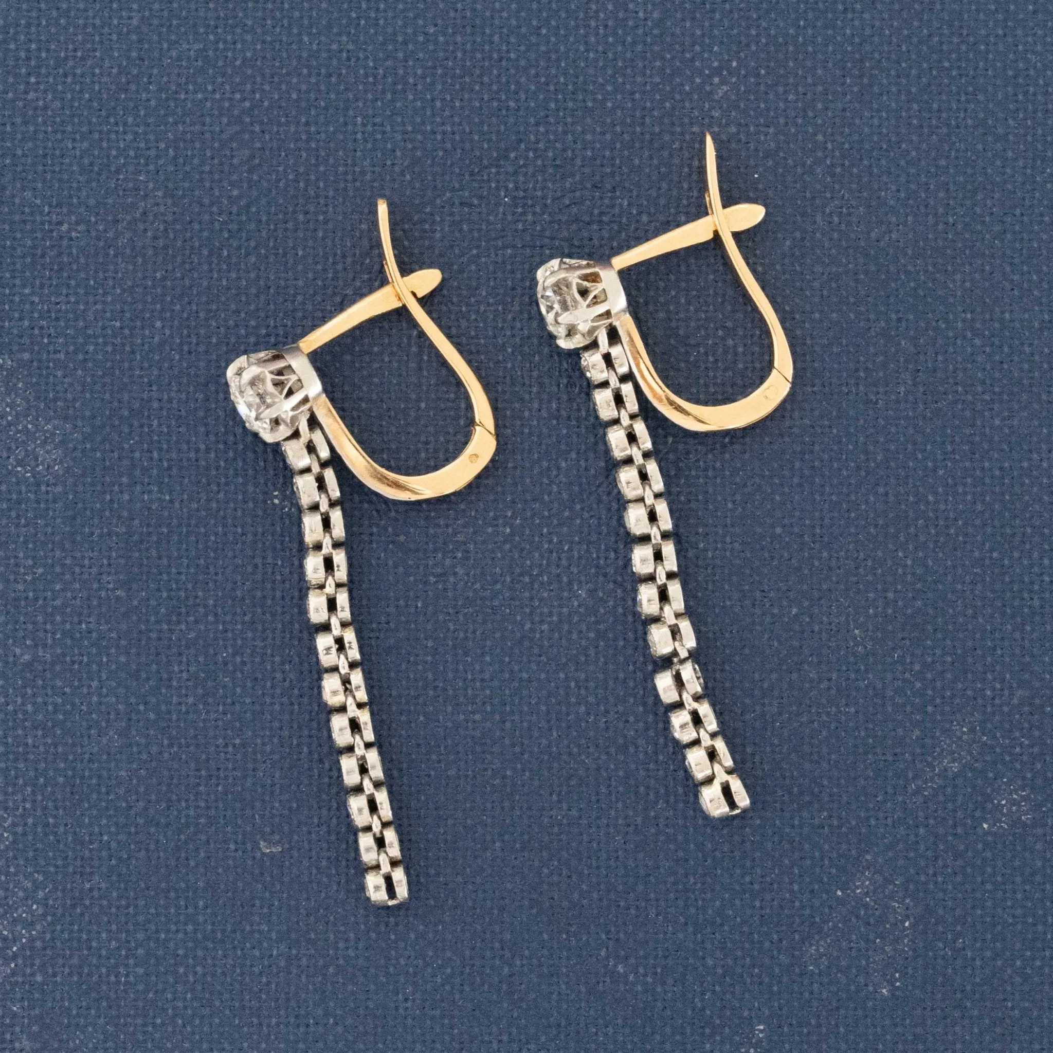 Antique Old European Cut Diamond Pendant Earrings