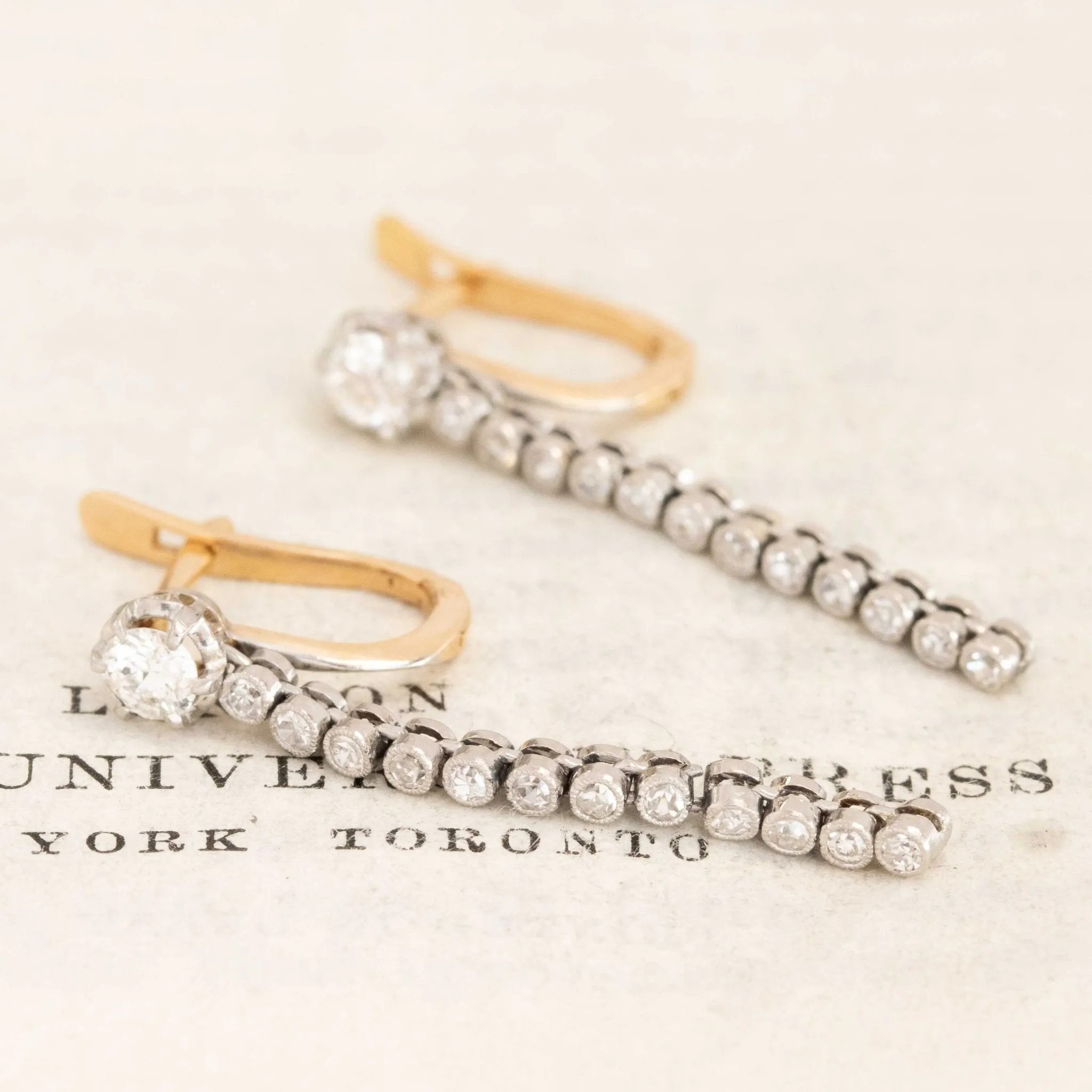 Antique Old European Cut Diamond Pendant Earrings