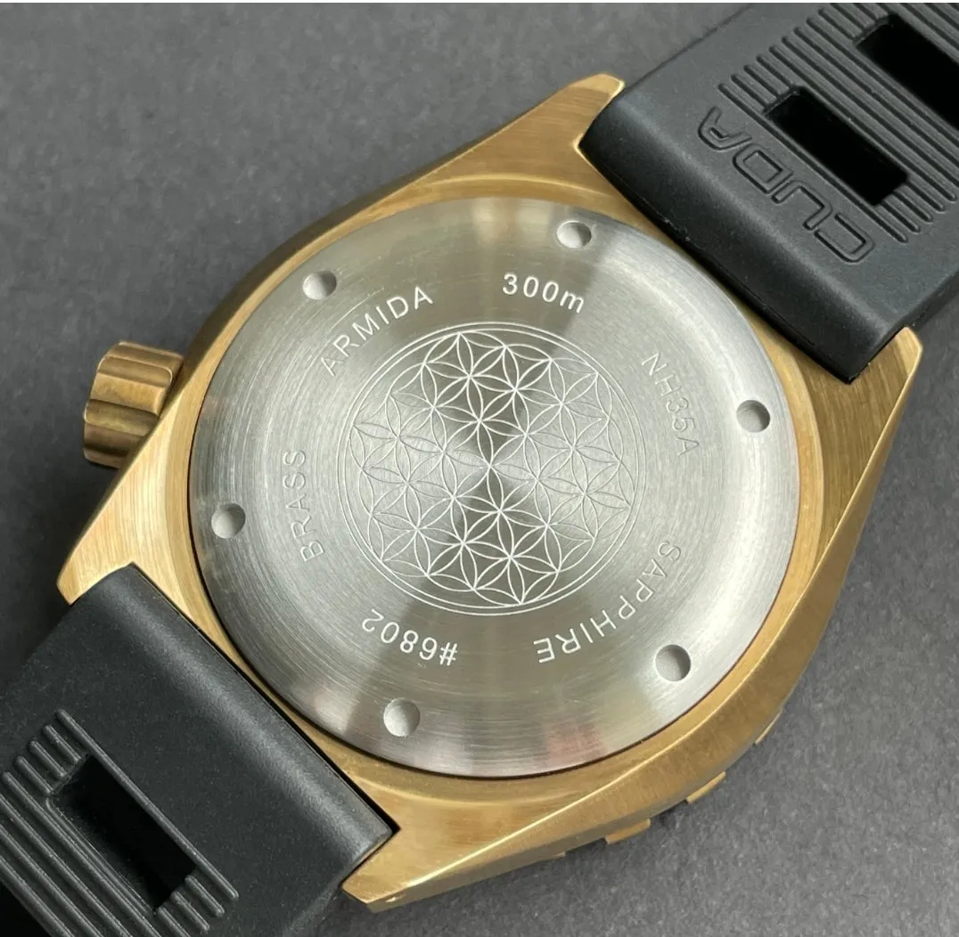 ARMIDA A1 42mm 300m Brass Dive Watch Blue no date
