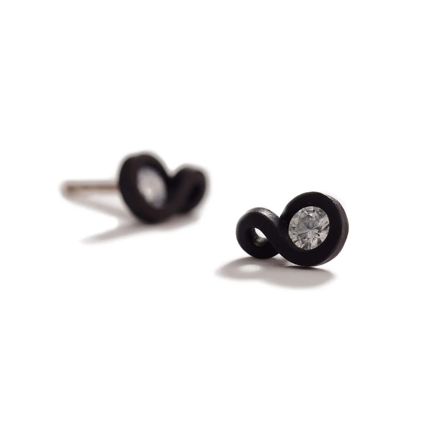 Bands in Eight Steel & Diamond Loophole Earrings