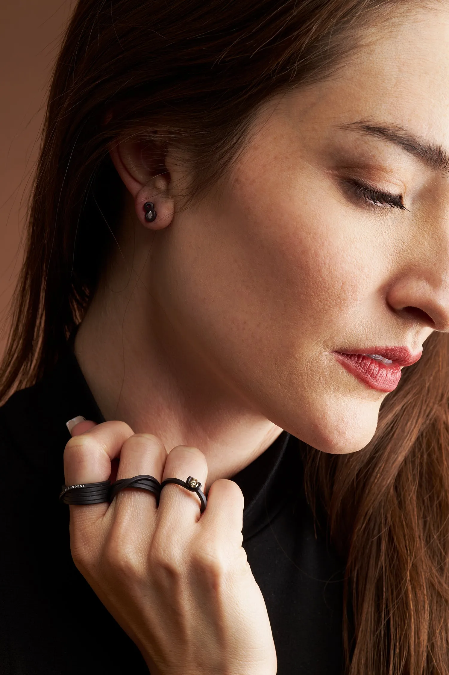 Bands in Eight Steel & Diamond Loophole Earrings