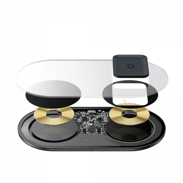 Baseus Simple 2 In 1 Wireless Charger 15W Max Qi Black