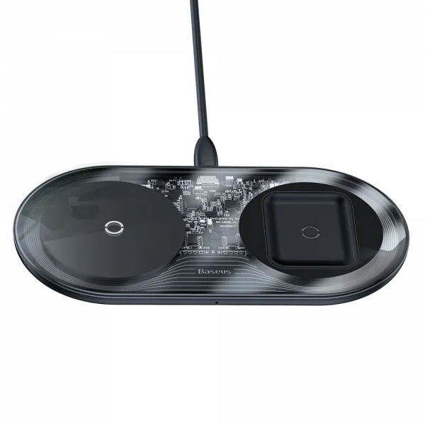 Baseus Simple 2 In 1 Wireless Charger 15W Max Qi Black