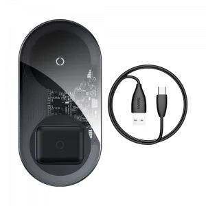Baseus Simple 2 In 1 Wireless Charger 15W Max Qi Black