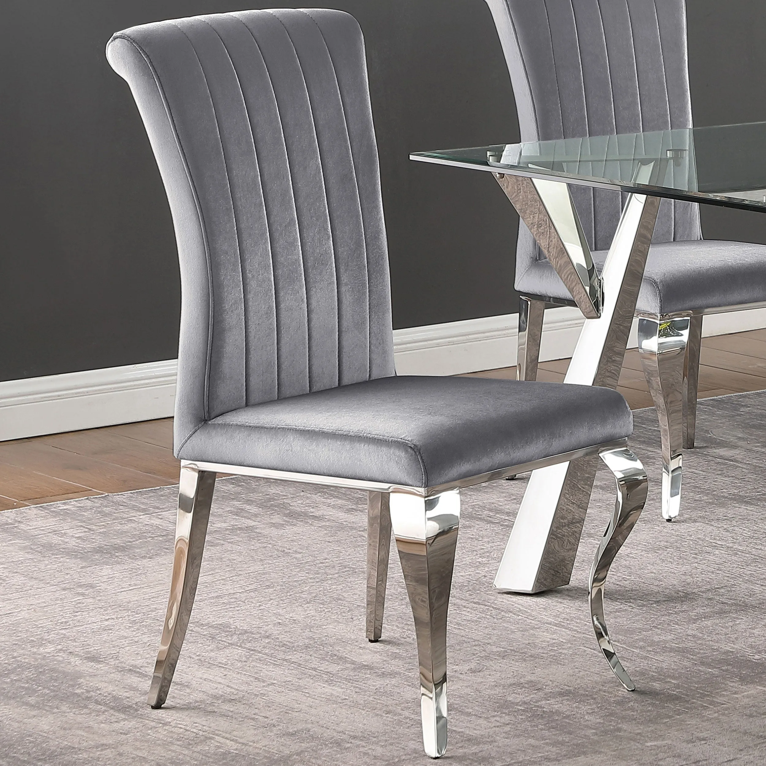 Betty Velvet Upholstered Dining Side Chair Grey (Set of 4)