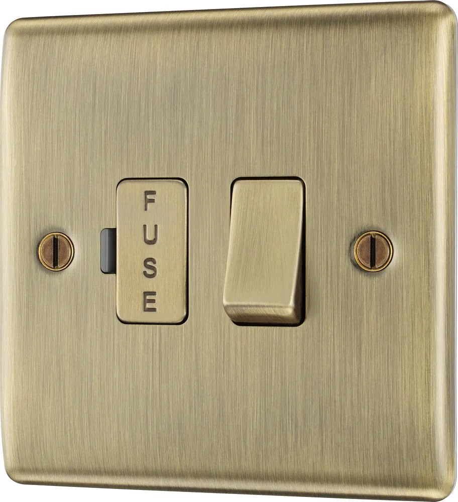 BG NAB50x5 Nexus Metal Switched Spur 13A - Antique Brass (5 Pack)
