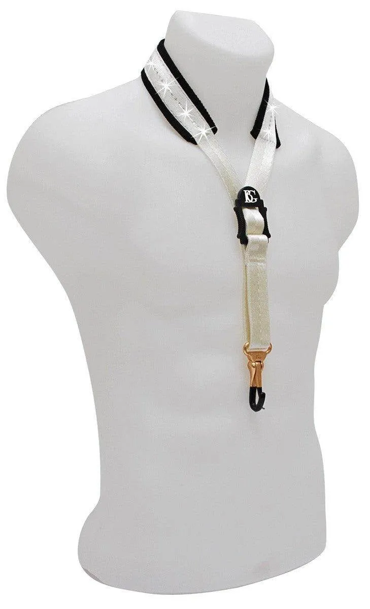 BG Saxophone Glam Strap ~ White ~ Alto, Tenor Sax