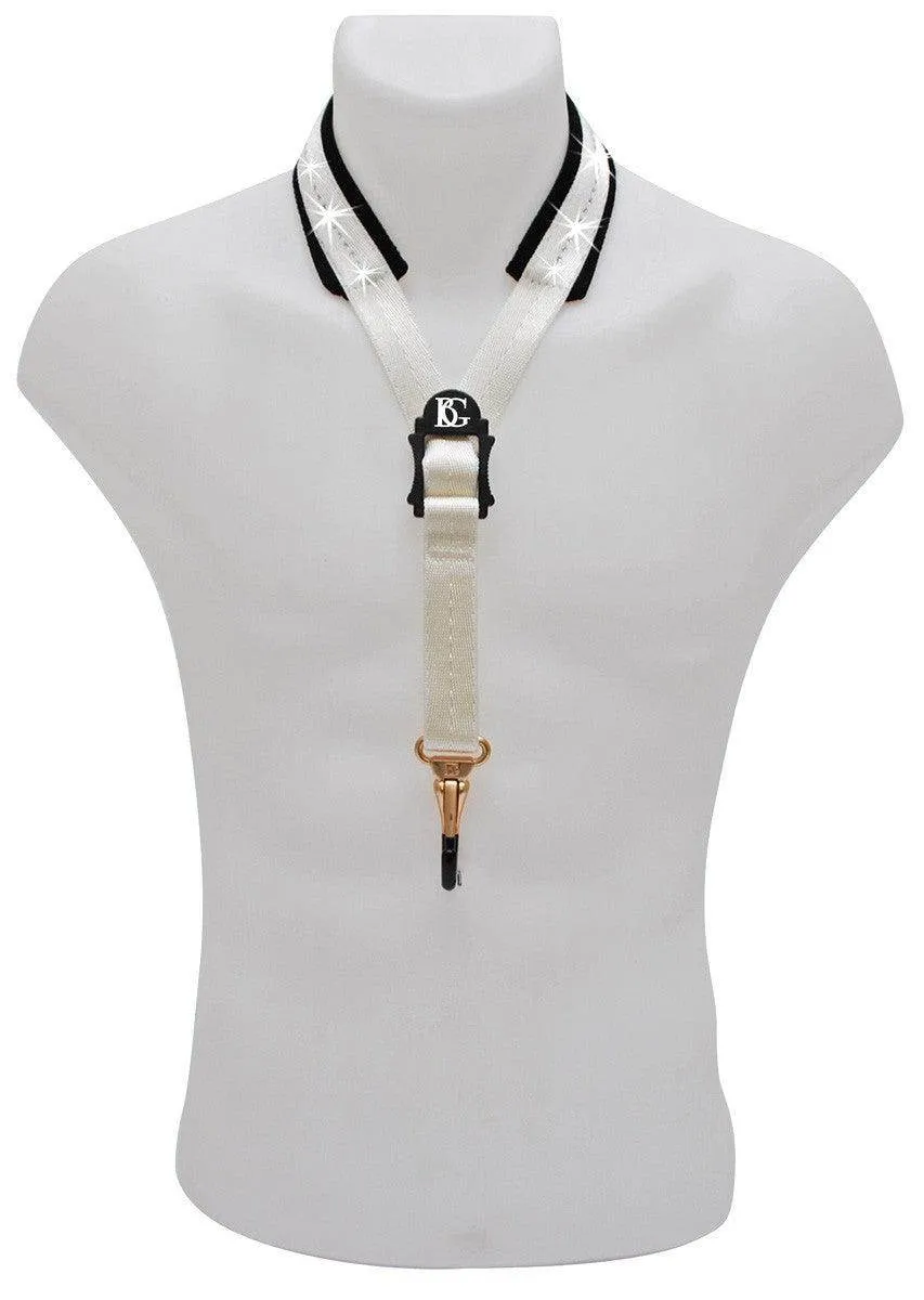 BG Saxophone Glam Strap ~ White ~ Alto, Tenor Sax