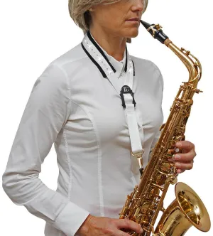 BG Saxophone Glam Strap ~ White ~ Alto, Tenor Sax