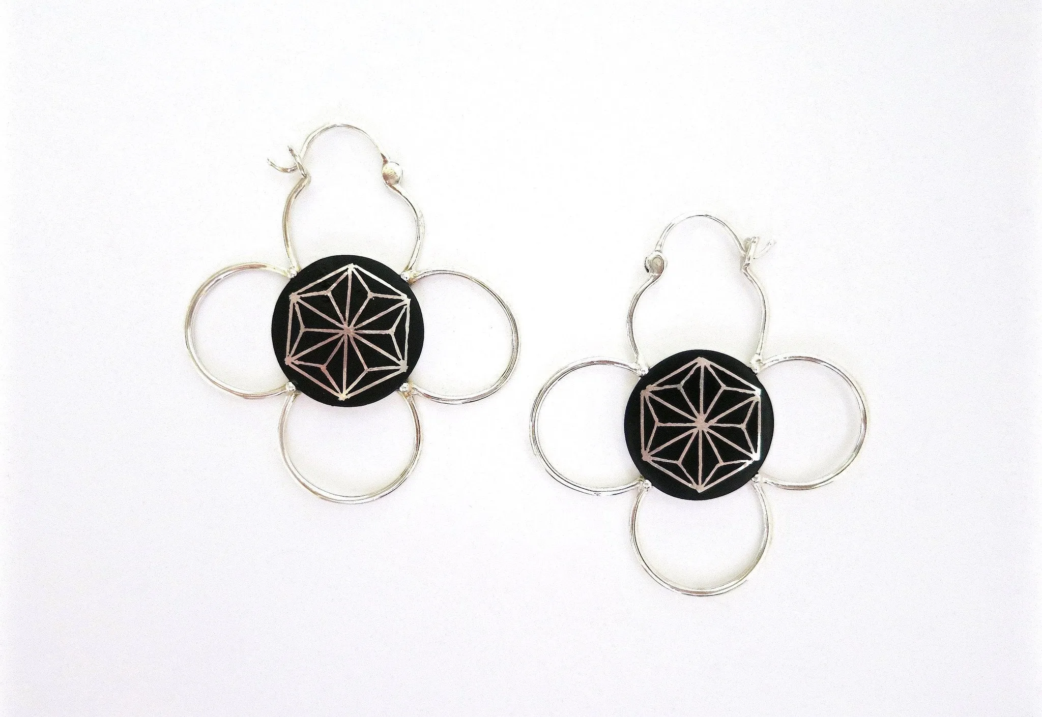Big statement quatrefoil Bidri hoops