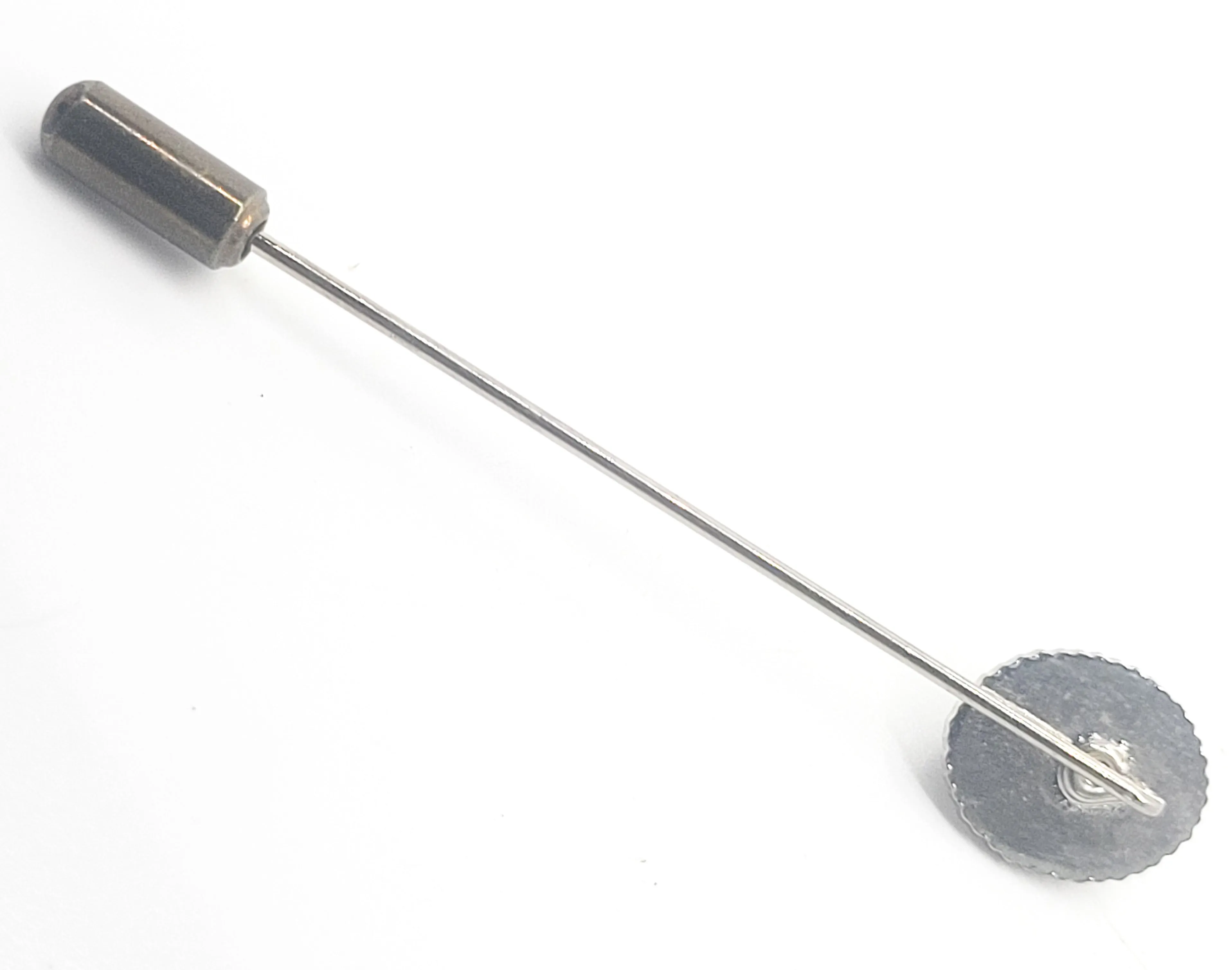 Black banded Agate vintage silver toned stick lapel pin