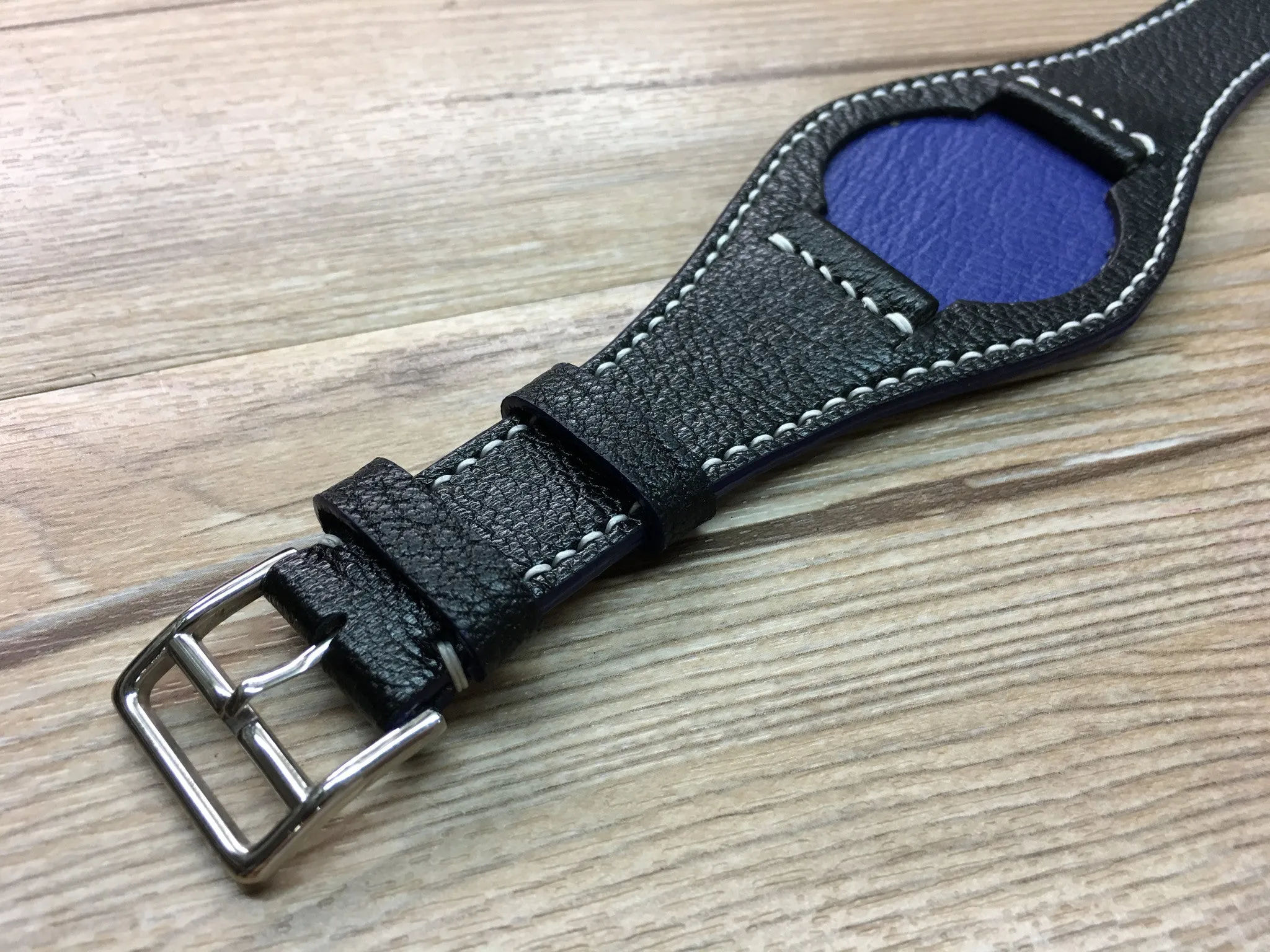 Black Leather cuff watch straps 20mm, Leather Bund Watch Band 19mm, Wrist watch band 22mm, Christmas Gift Ideas for him
