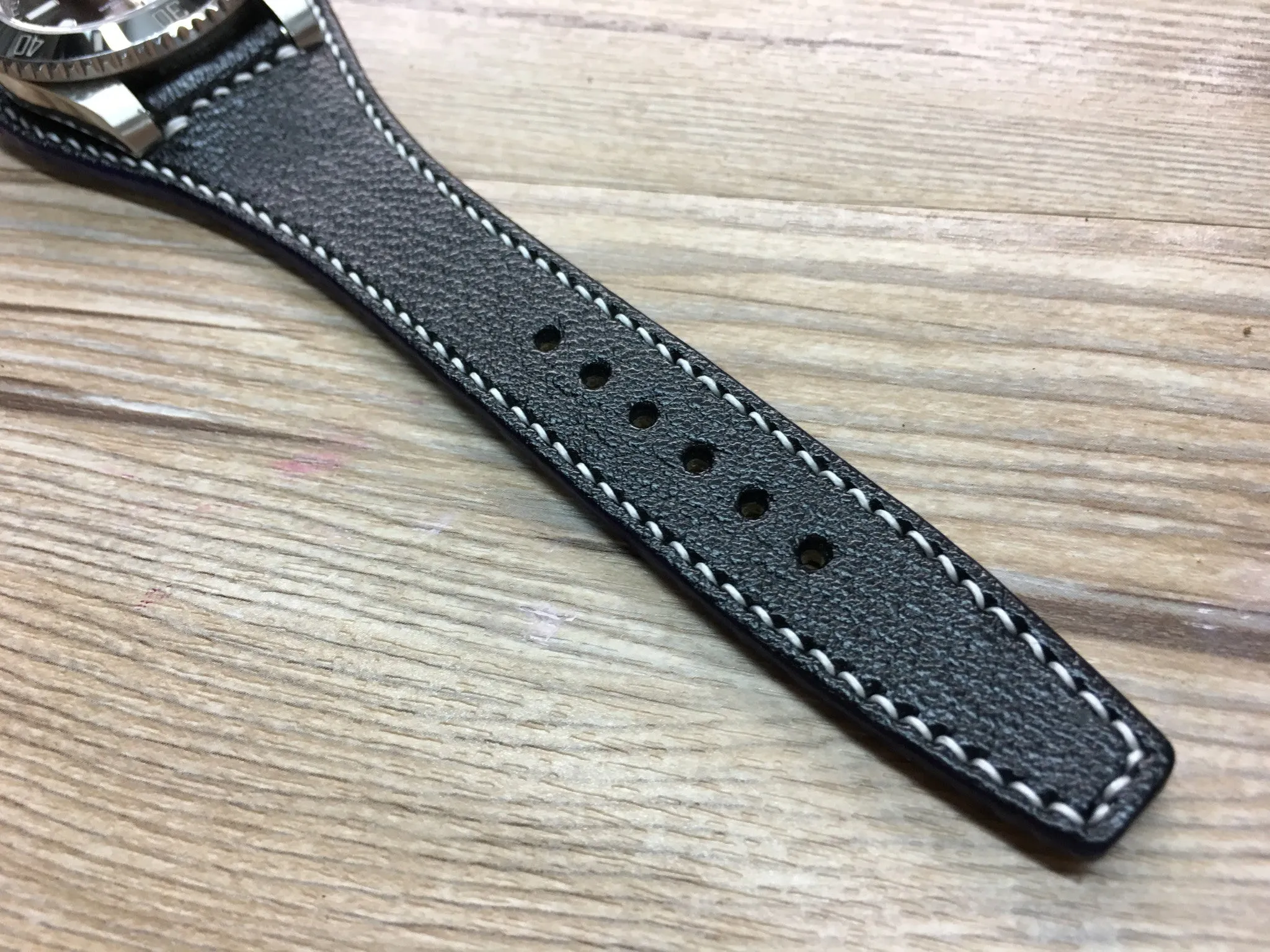 Black Leather cuff watch straps 20mm, Leather Bund Watch Band 19mm, Wrist watch band 22mm, Christmas Gift Ideas for him