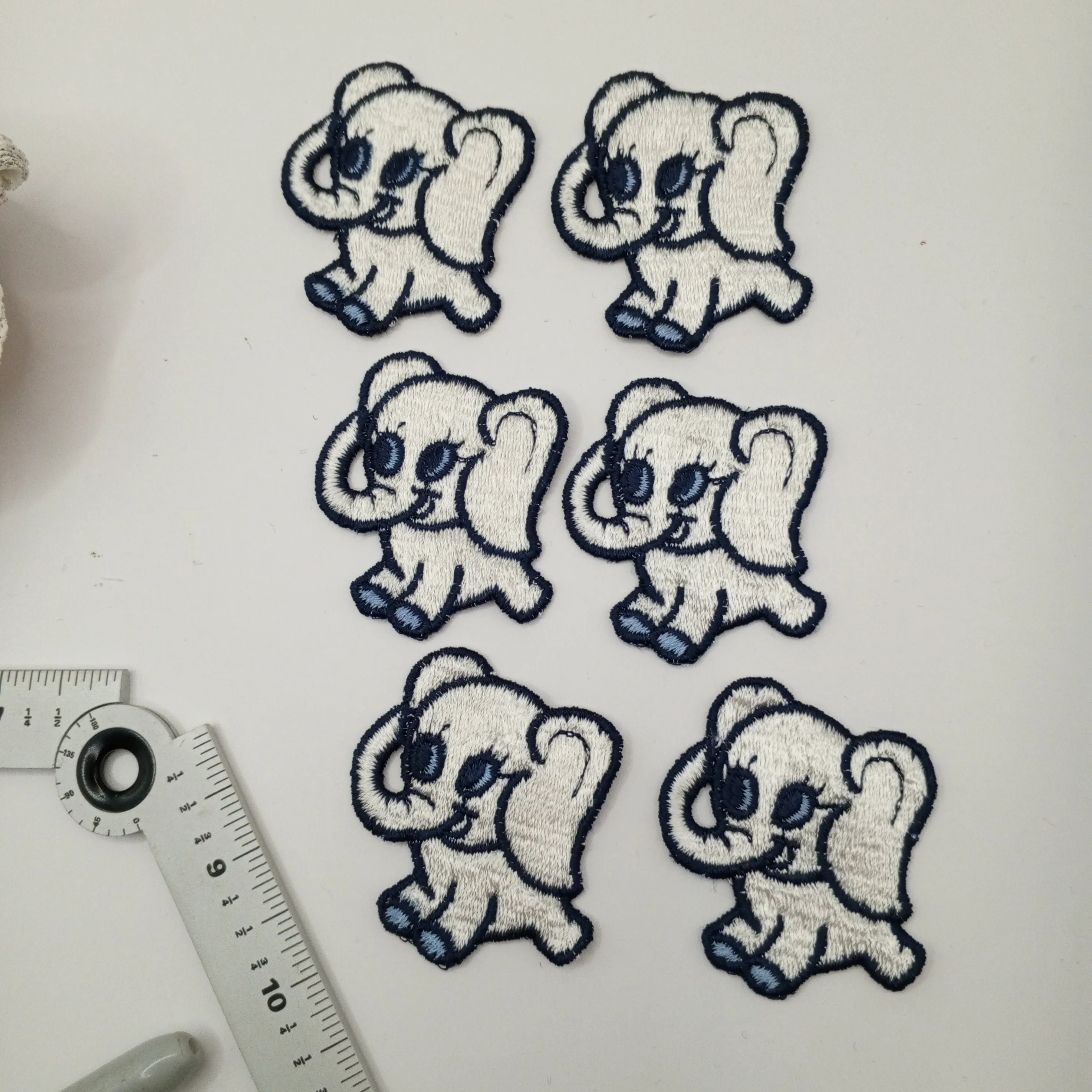 Black light blue white elephant, sewing appliqué Patches #442