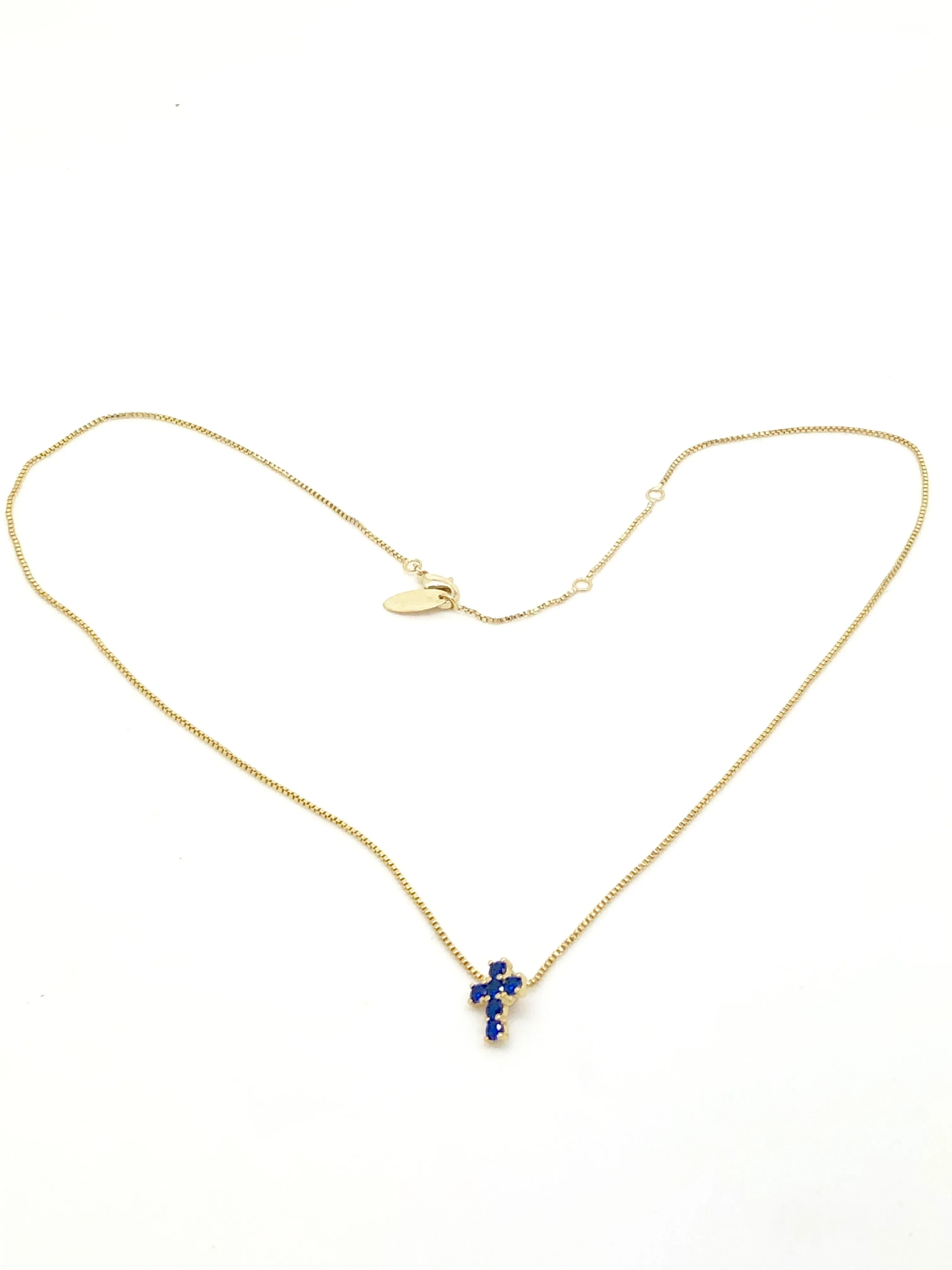 Blue Sapphire Cross Necklace