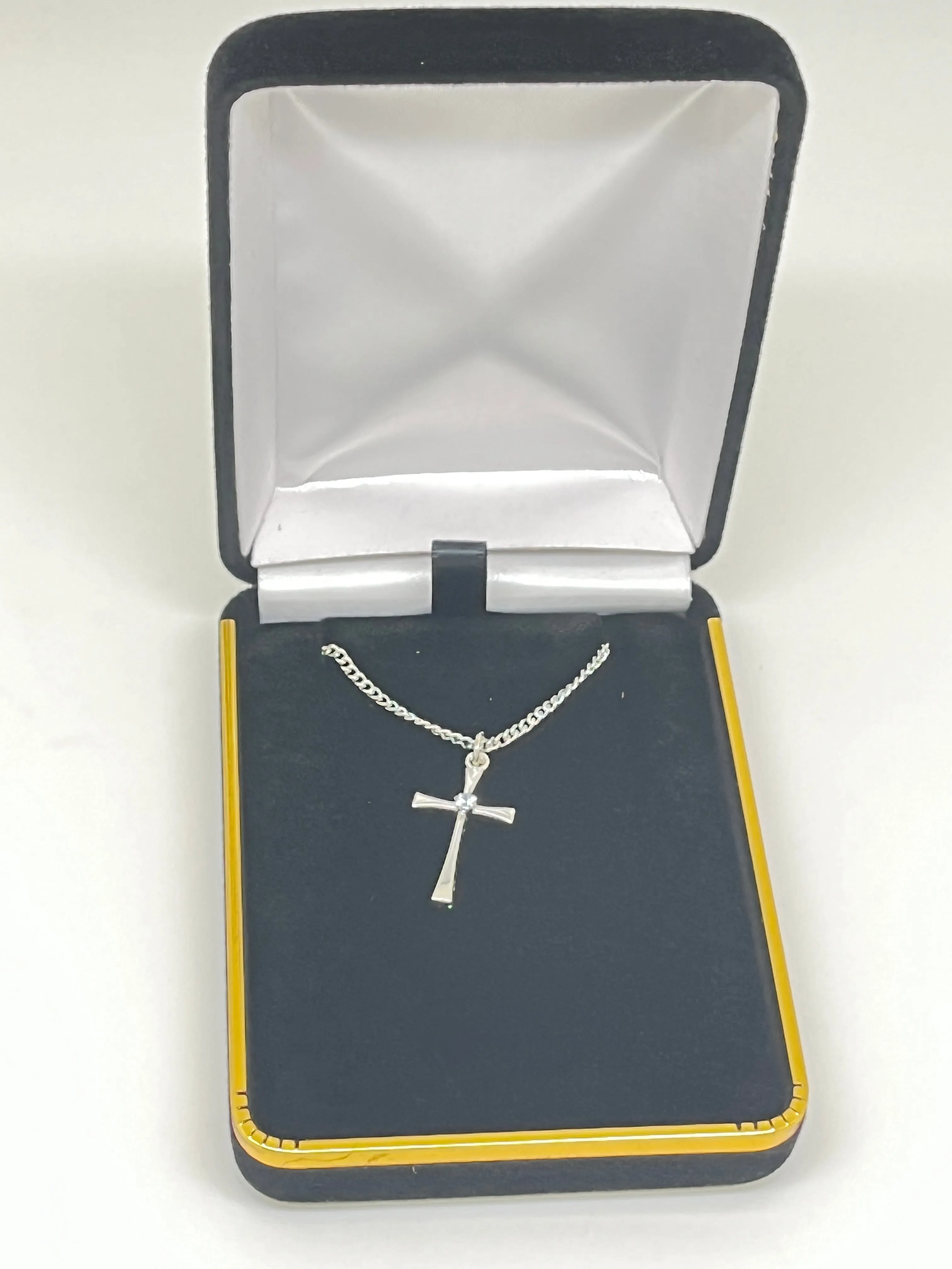Blue Sapphire Cross Necklace