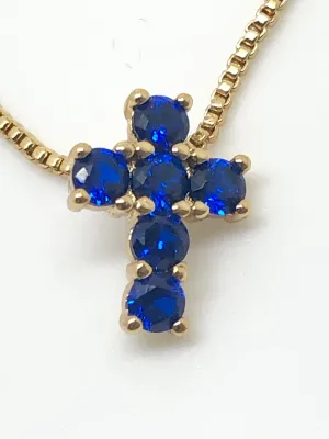 Blue Sapphire Cross Necklace