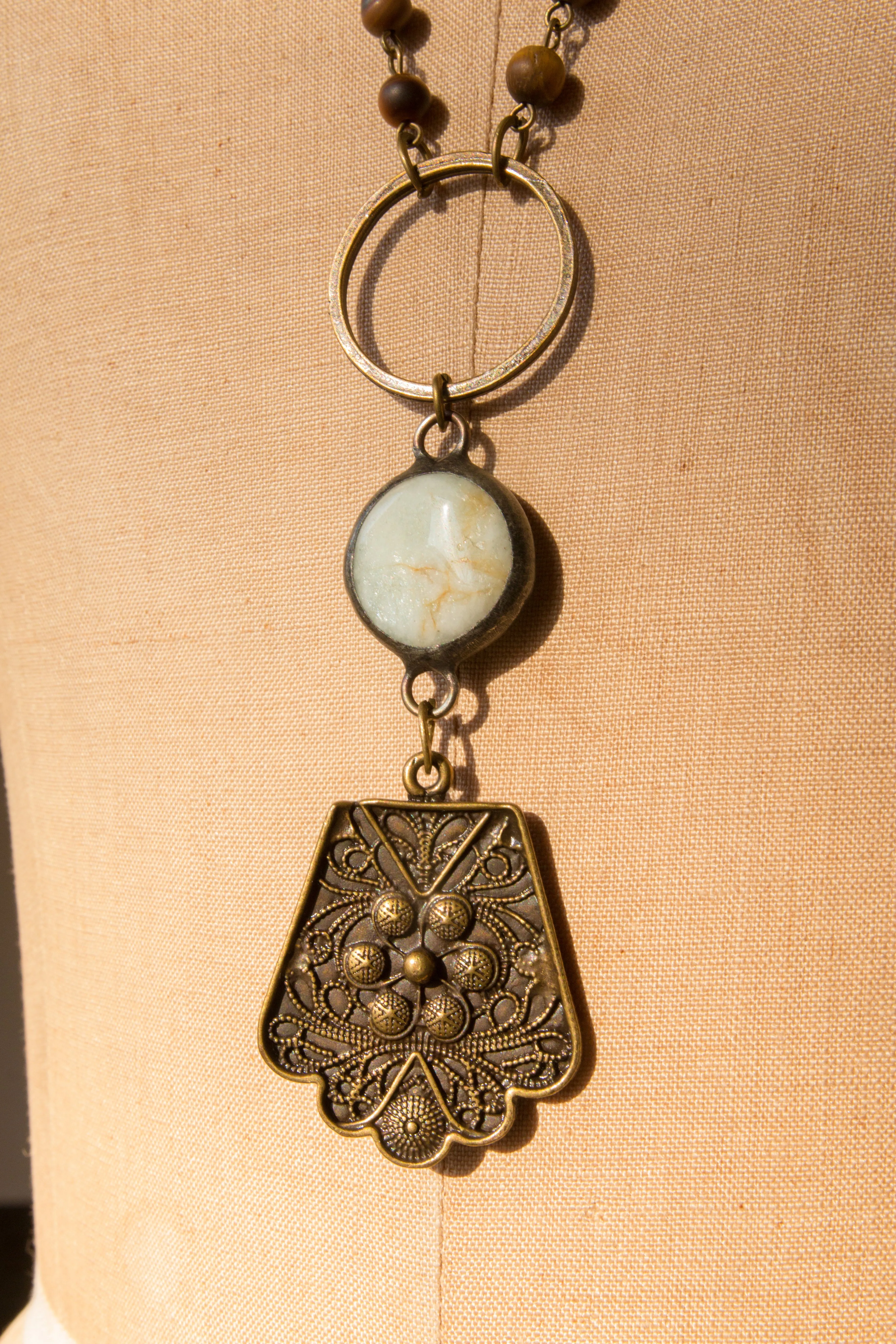 Boho Brass Pendant Necklace