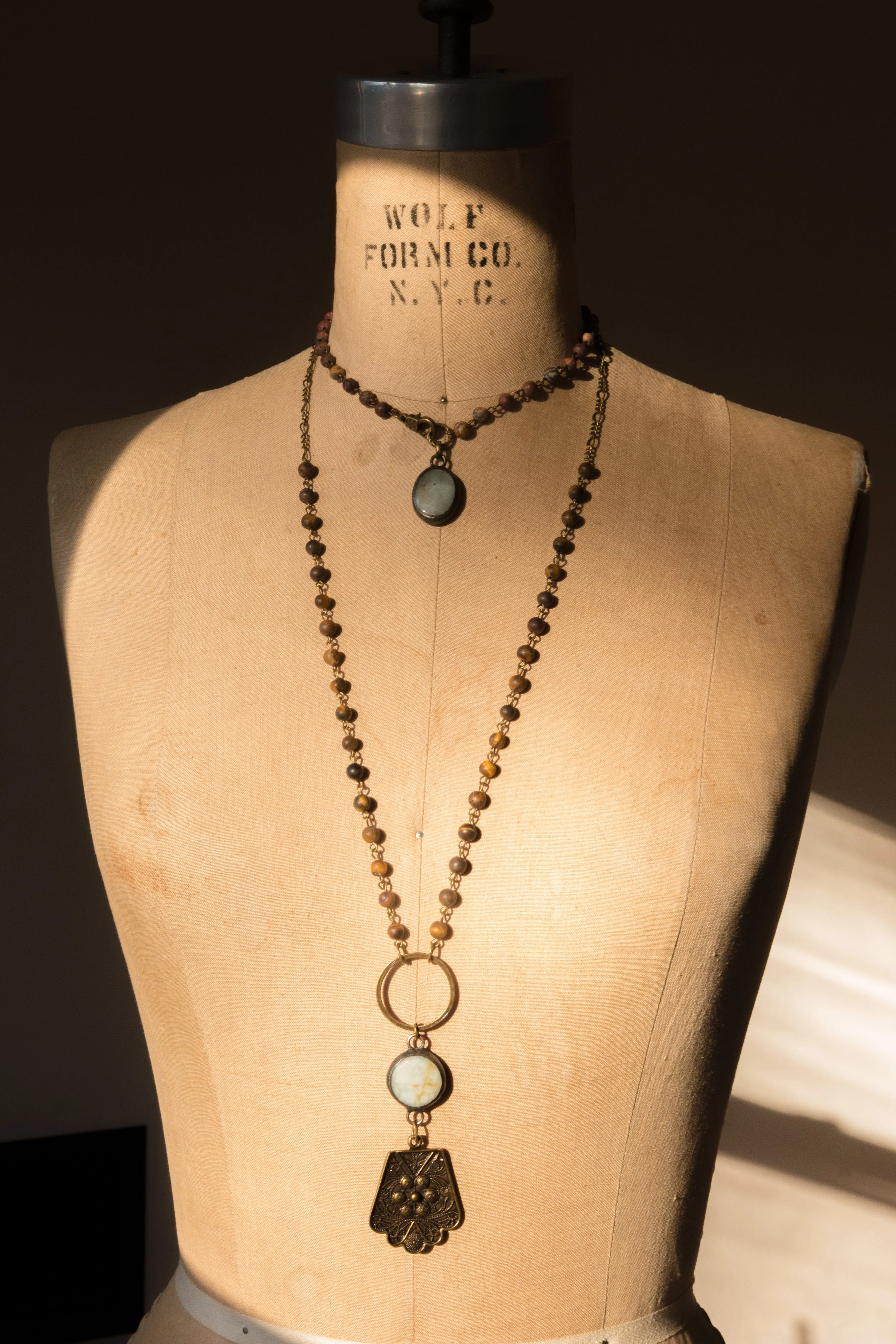 Boho Brass Pendant Necklace