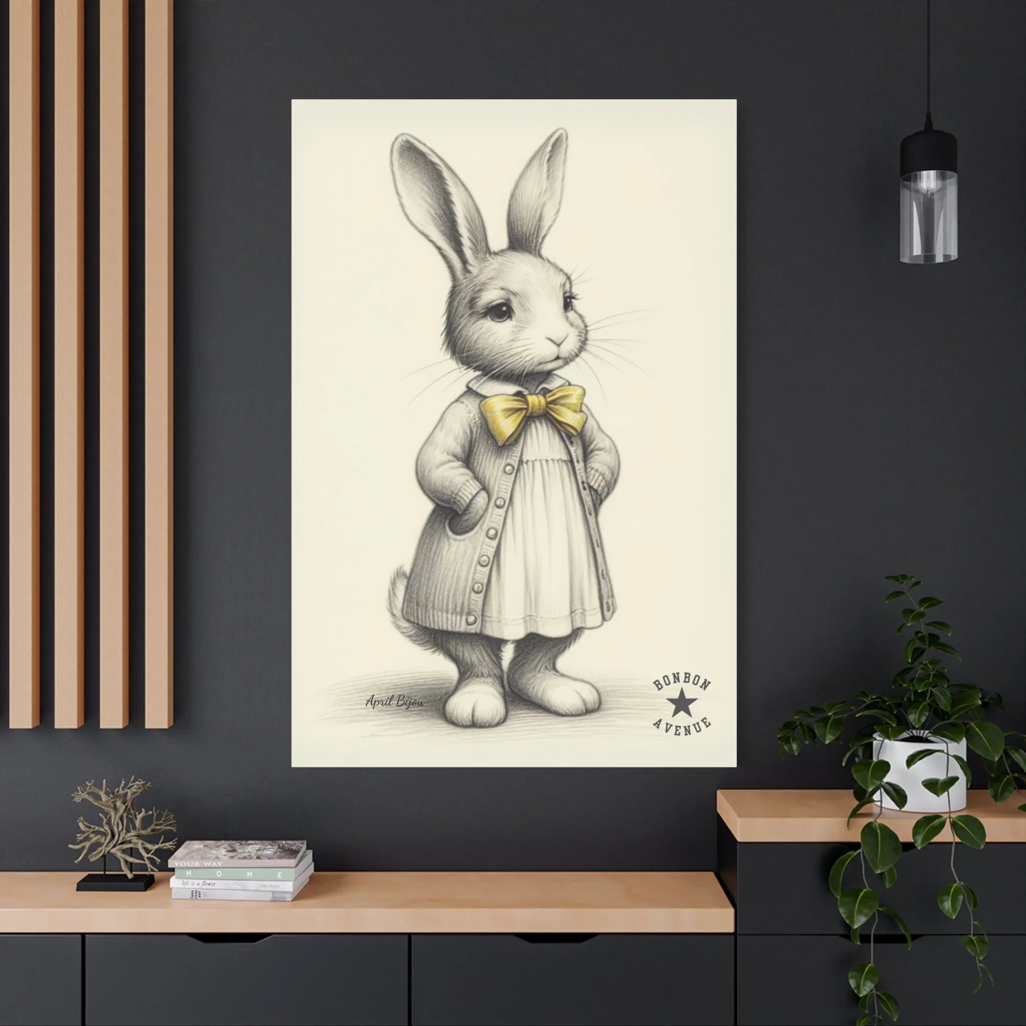 Bonbon Avenue Village Bunny Canvas Wall Art