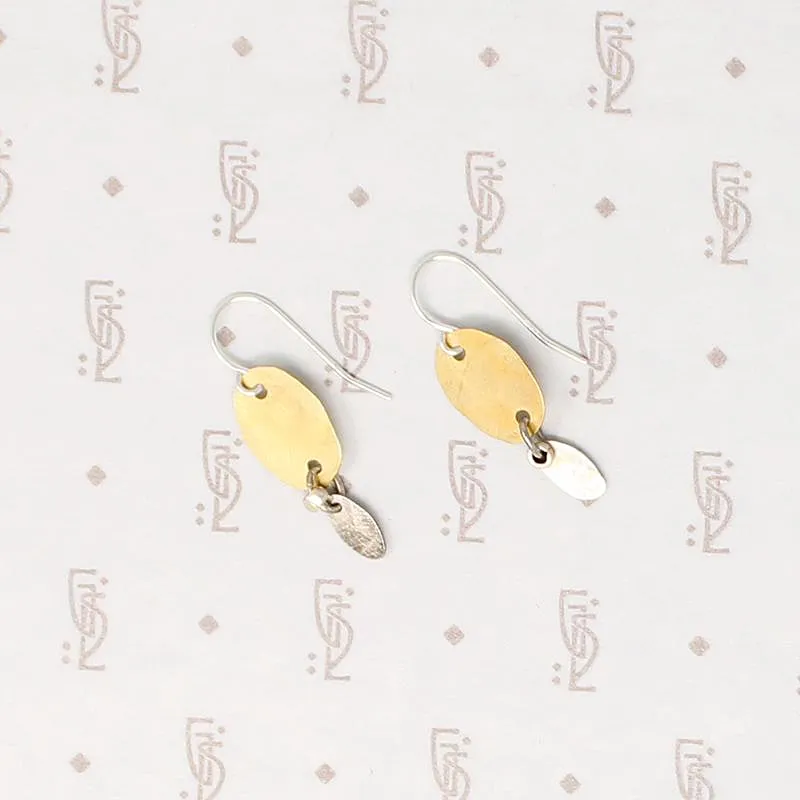 Brass & Silver Petal Earrings by Brin
