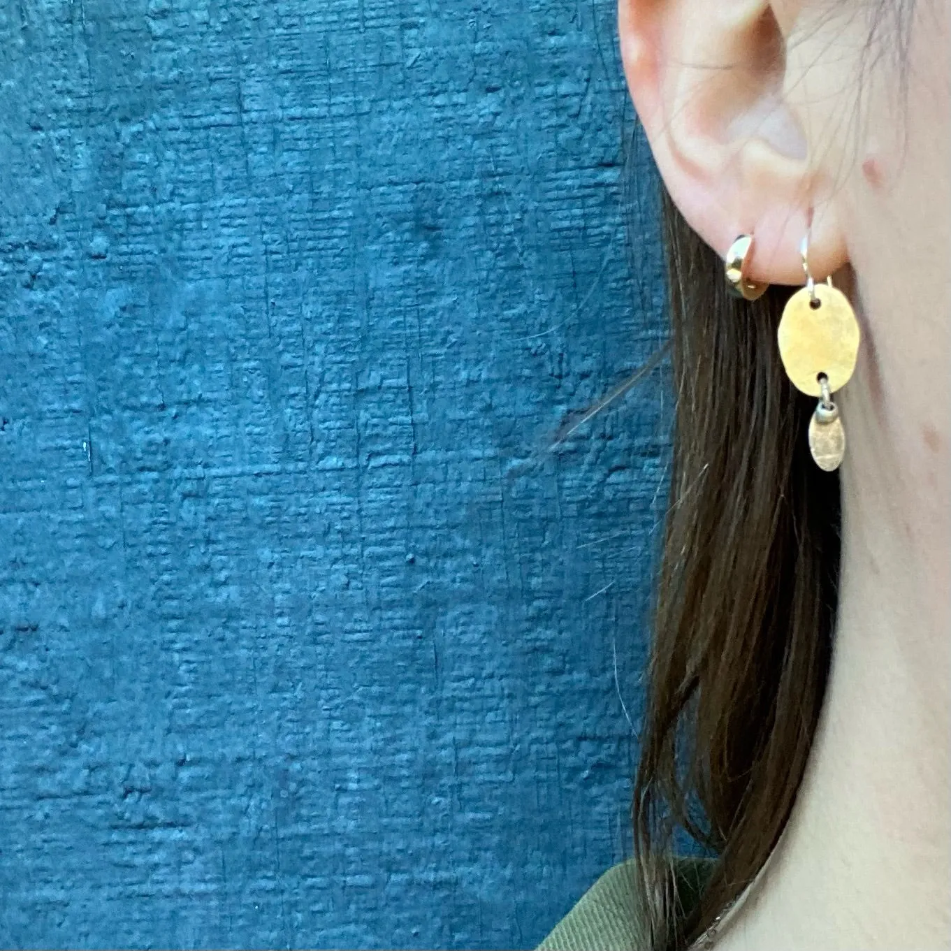 Brass & Silver Petal Earrings by Brin