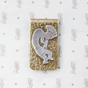 Brass & Silver Vintage Kokopelli Money Clip