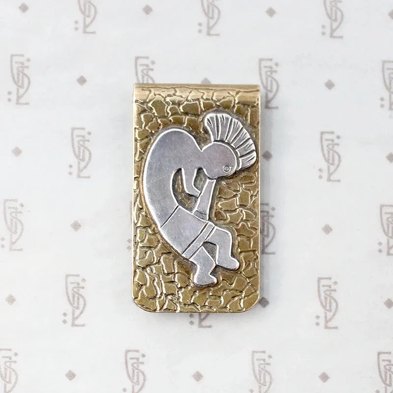 Brass & Silver Vintage Kokopelli Money Clip