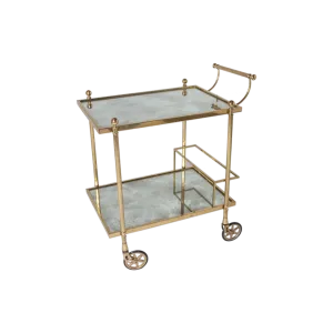 Brass and Antiqued Mirror Bar Cart - Vintage