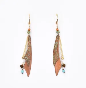 Brass with Turquoise & Swarovski Crystal Earrings