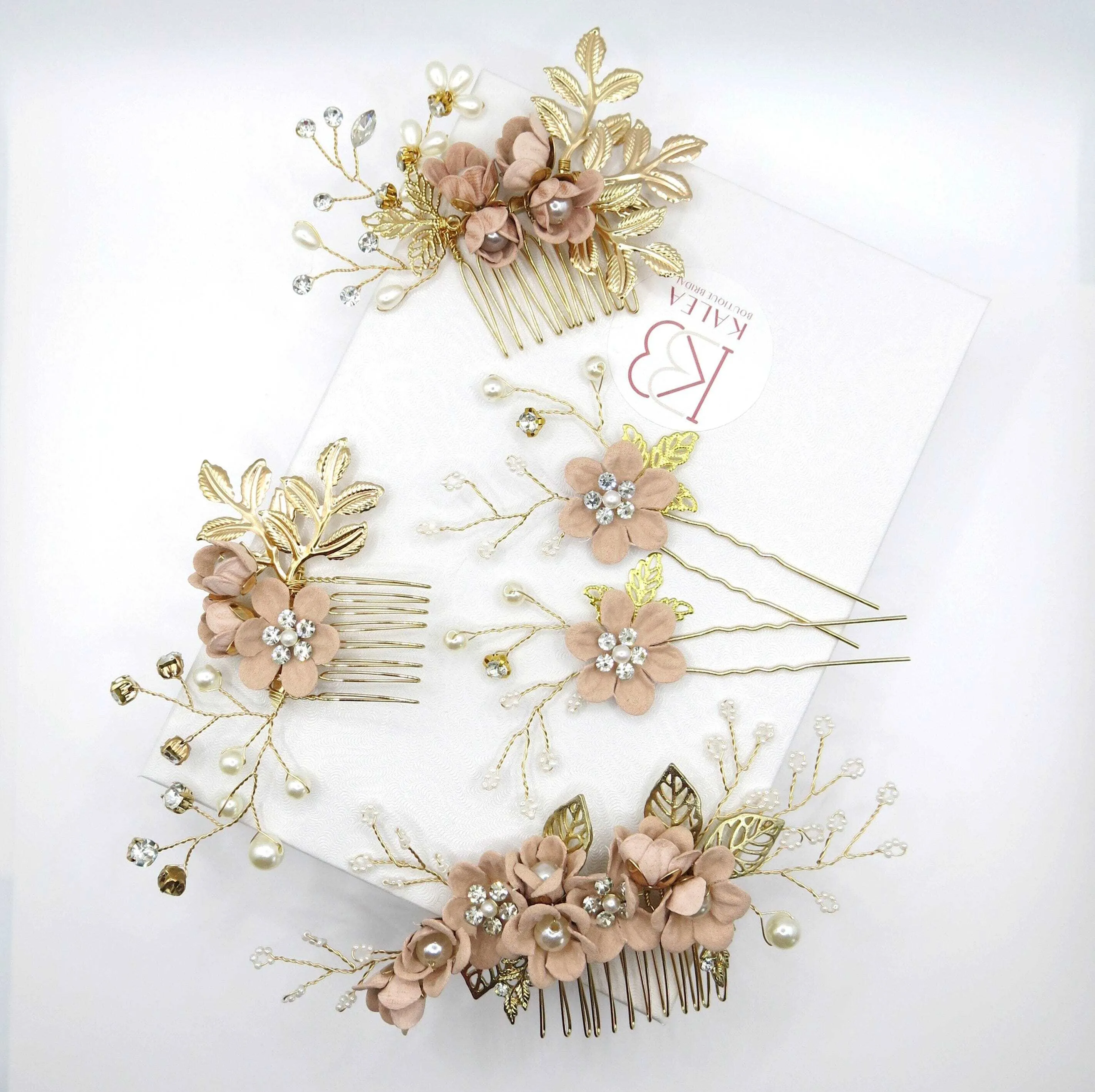 Bridal Dusty Pink Flower 2 PC Hairpin Set, Wedding Velvet Fabric Pink Hair Pins, Bridesmaid Blush Flower Hairpin, Set of 2