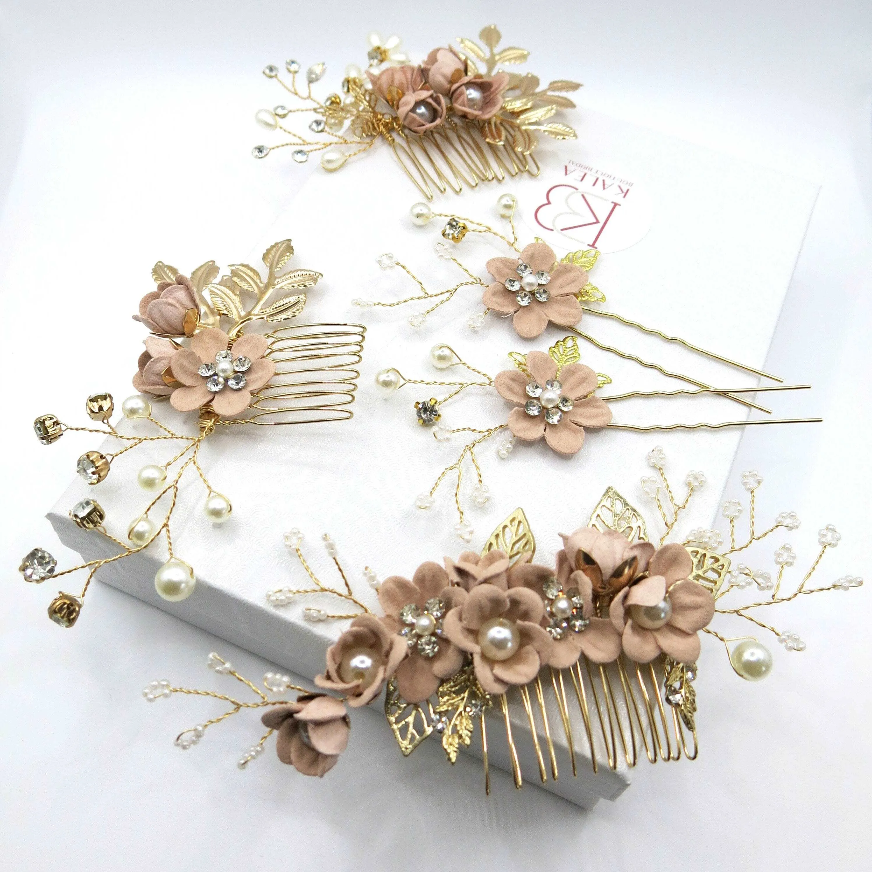 Bridal Dusty Pink Flower 2 PC Hairpin Set, Wedding Velvet Fabric Pink Hair Pins, Bridesmaid Blush Flower Hairpin, Set of 2