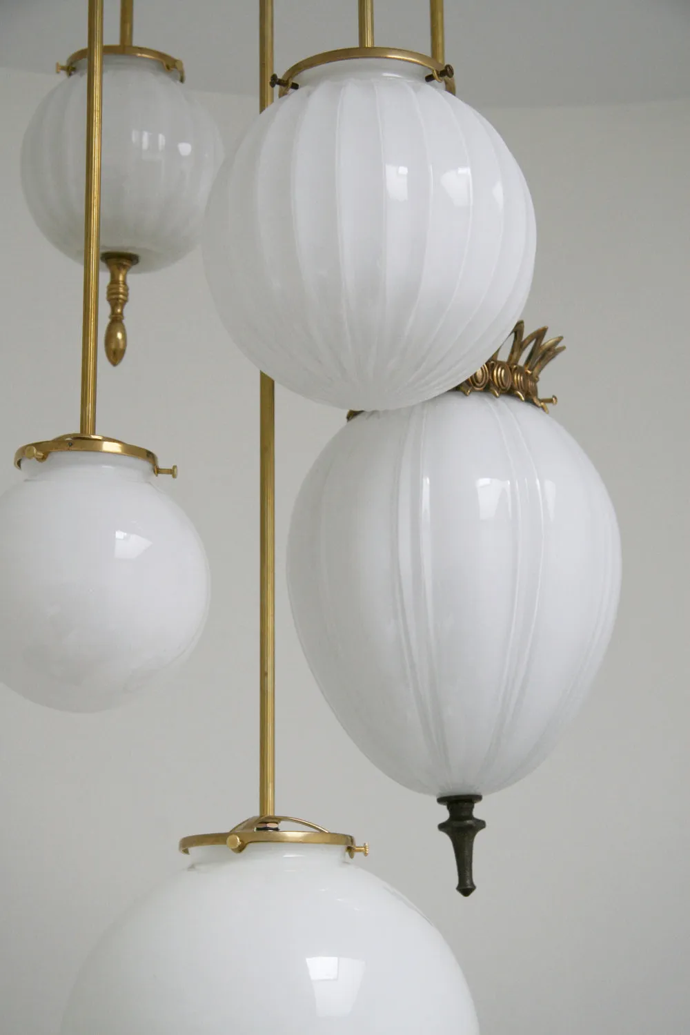 Brilliant Chandelier Milk Glass - 5 Arm
