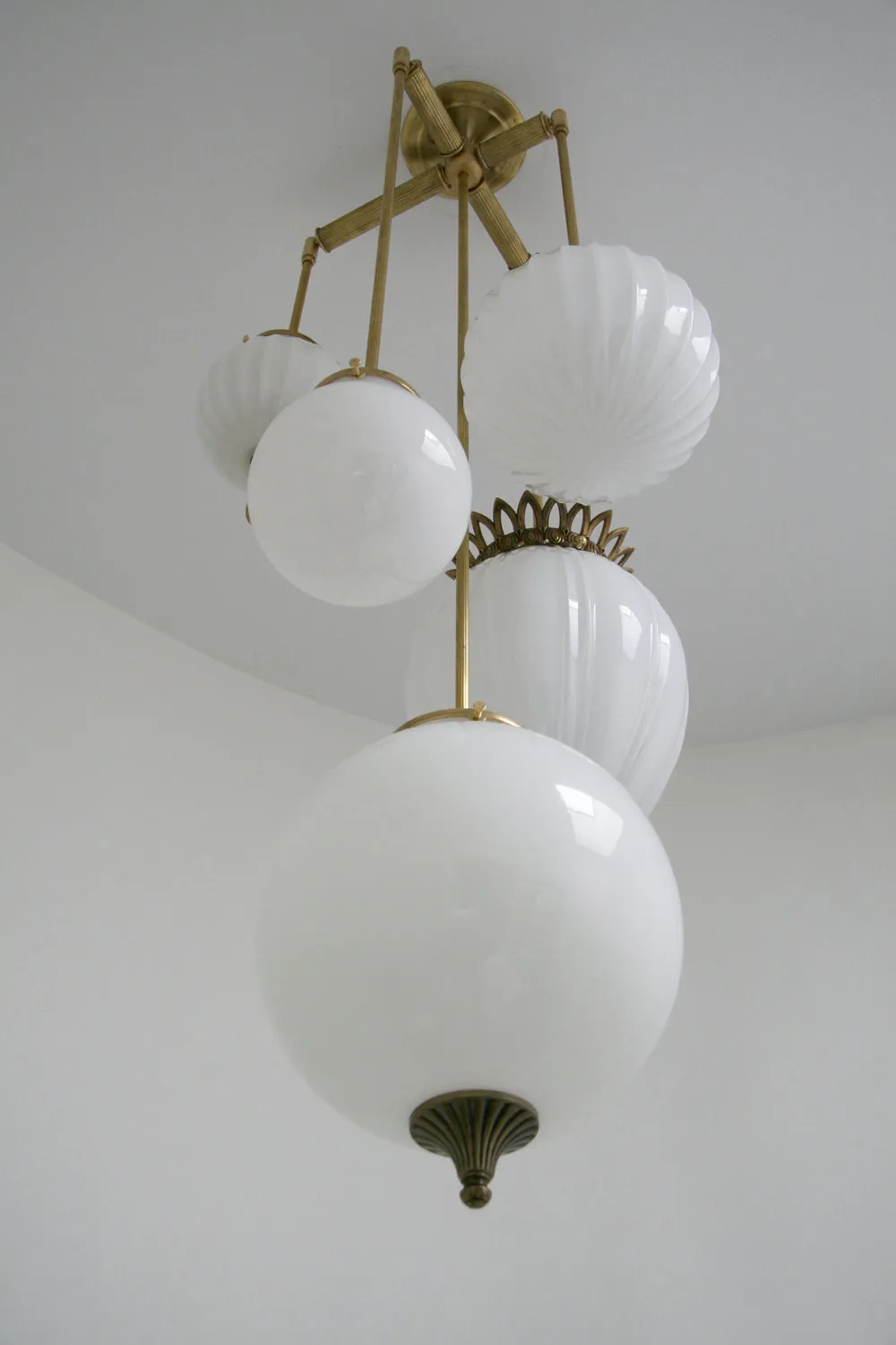 Brilliant Chandelier Milk Glass - 5 Arm