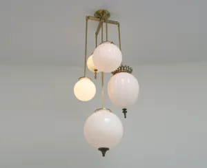 Brilliant Chandelier Milk Glass - 5 Arm