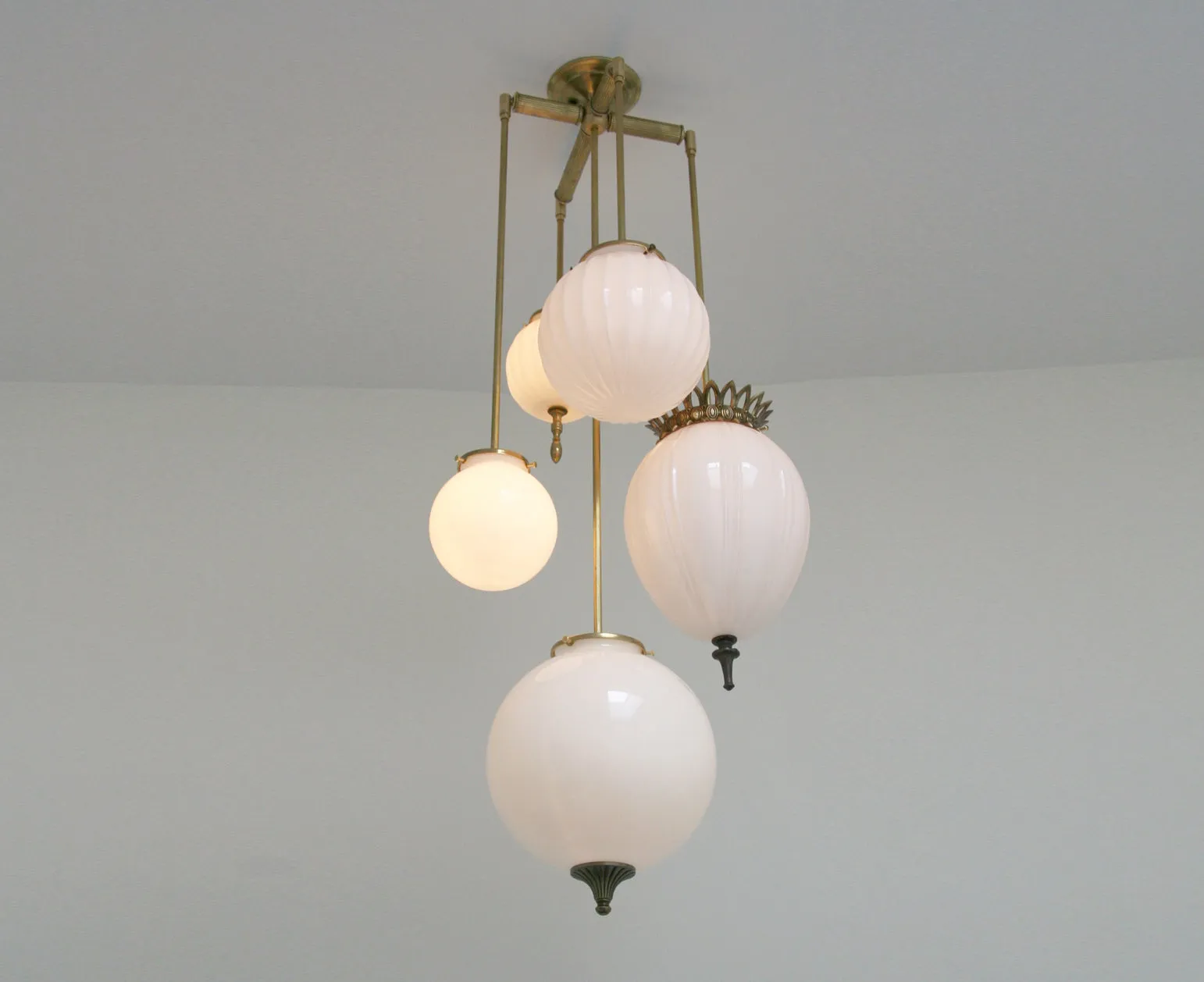 Brilliant Chandelier Milk Glass - 5 Arm