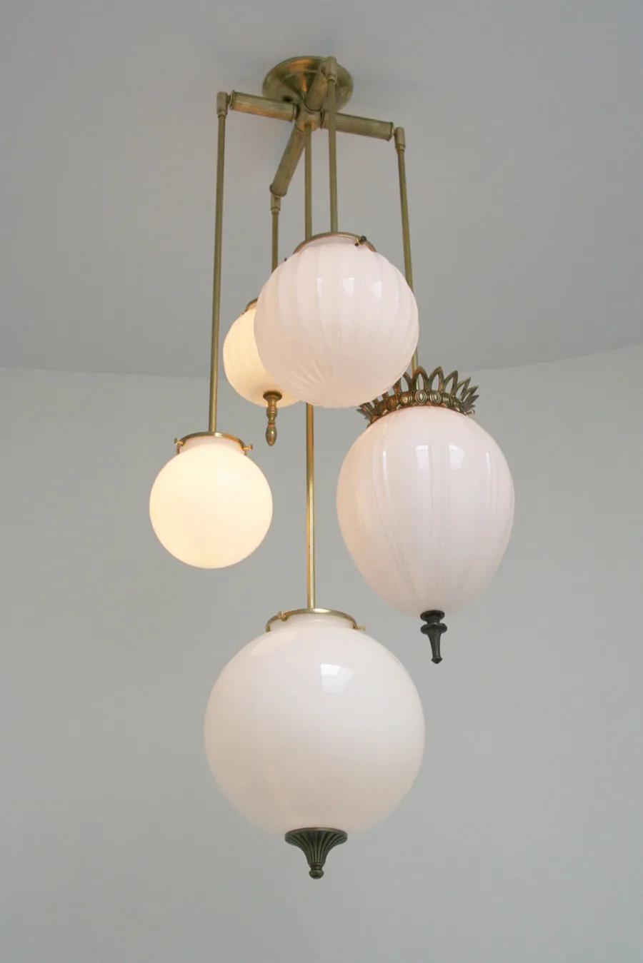 Brilliant Chandelier Milk Glass - 5 Arm