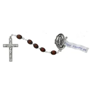 Brown Wood Prayer Petition Locket  Rosary(7 MM)