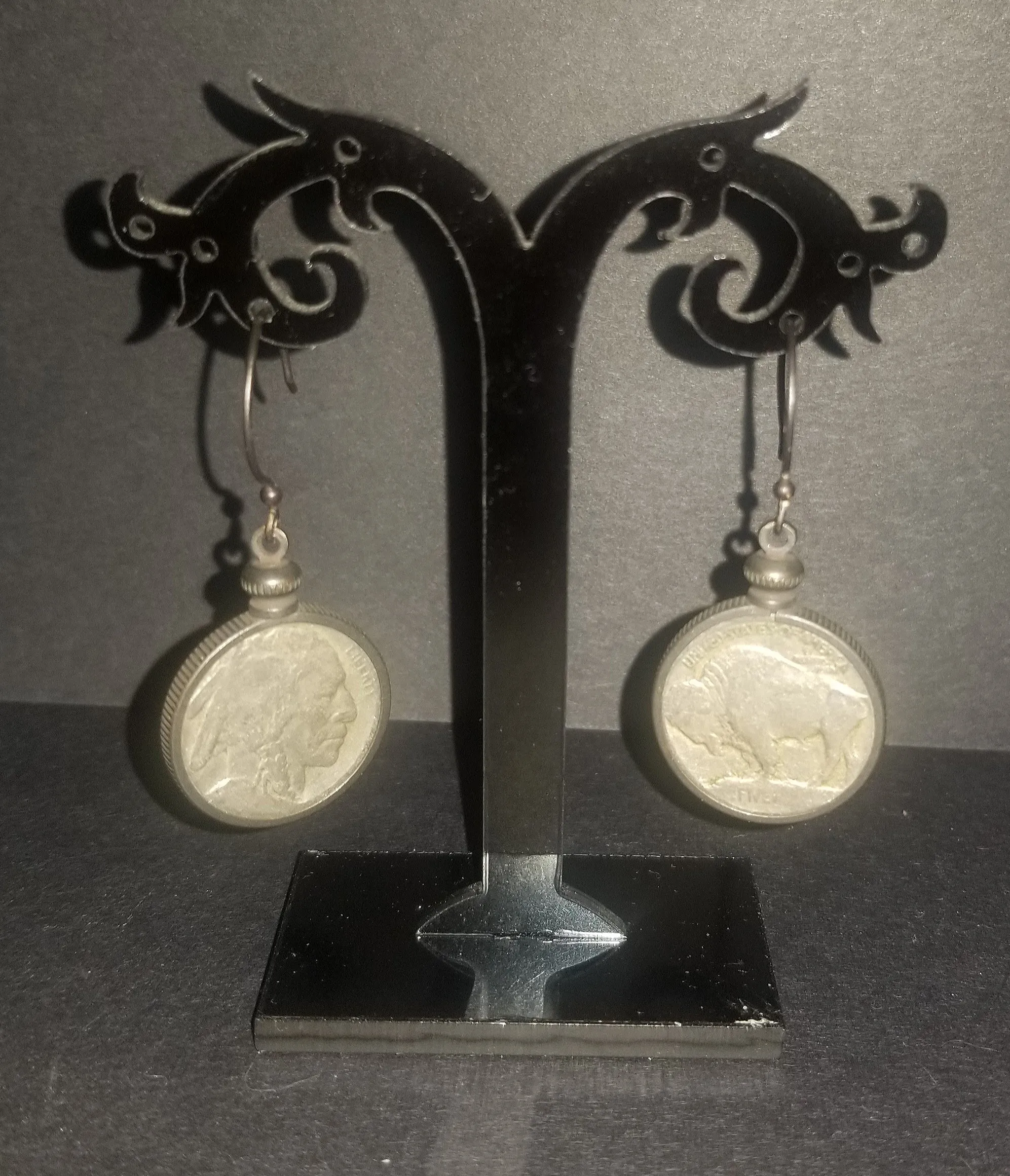 Buffalo/Indian Head Nickel Fish-hook Earrings