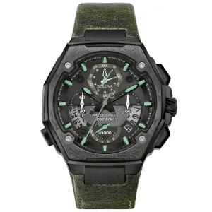 Bulova Men's Precisionist X Special Edition Chronograph Green Leather Strap Watch 98B355