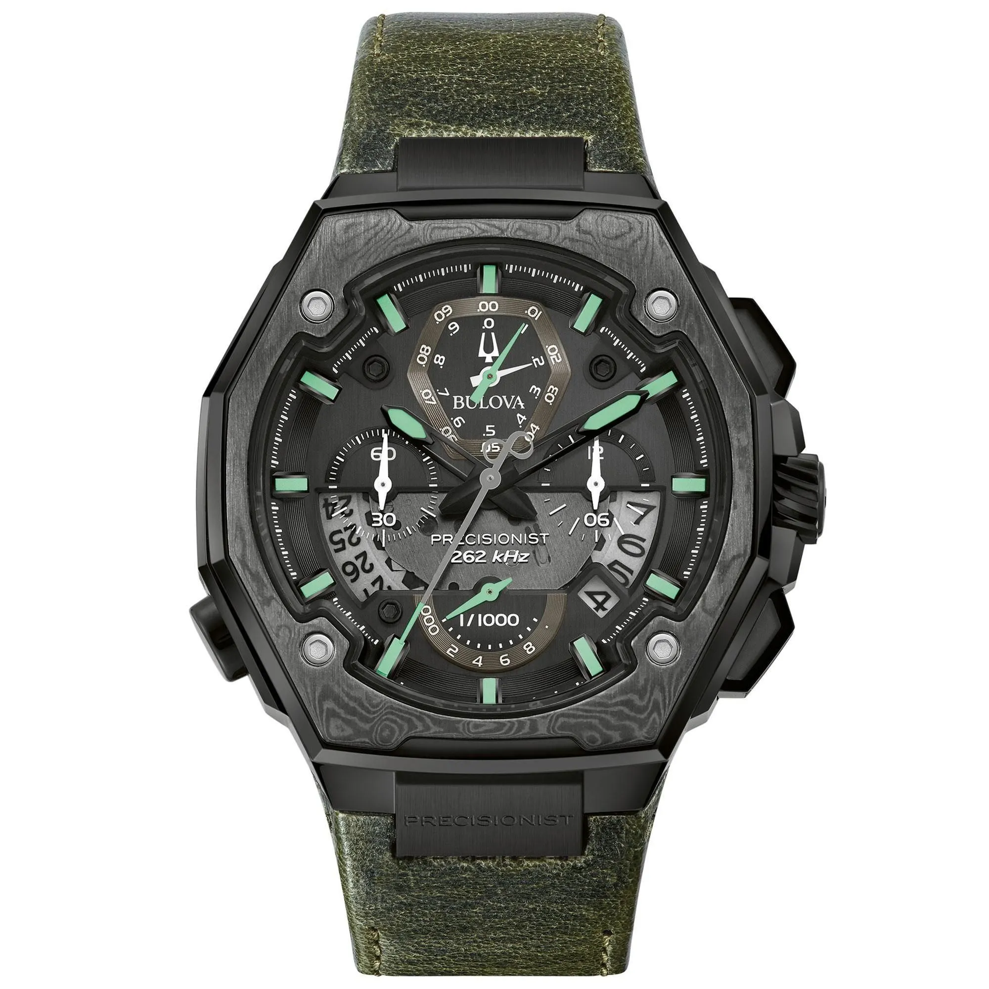 Bulova Men's Precisionist X Special Edition Chronograph Green Leather Strap Watch 98B355