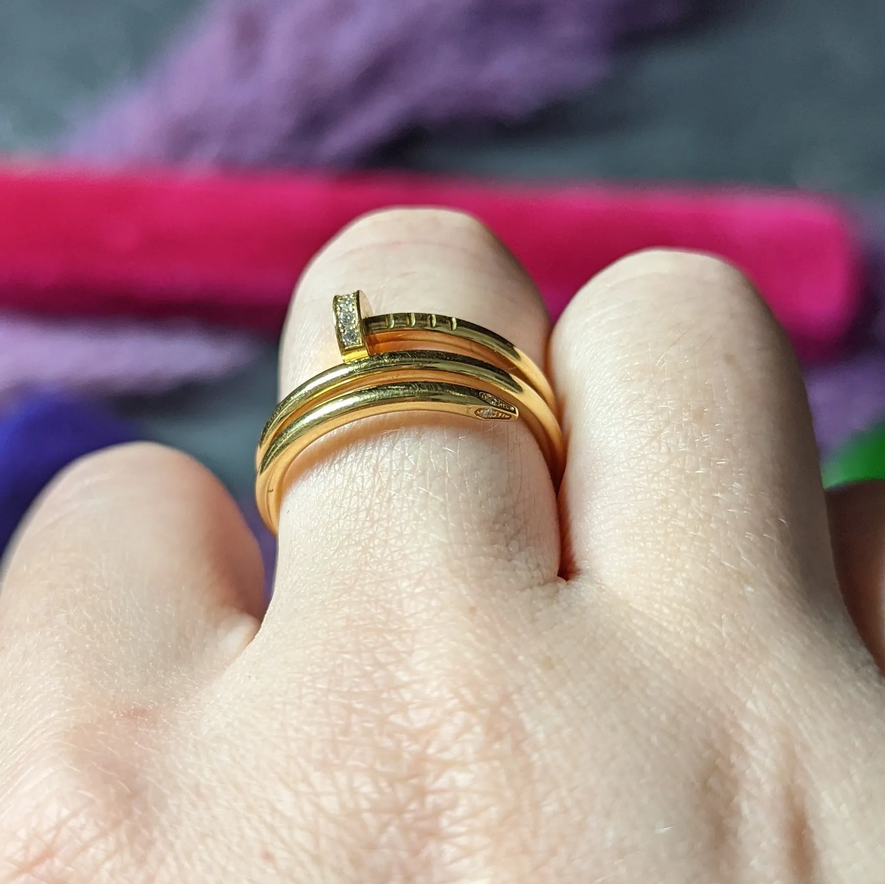 Cartier Diamond 18 Karat Yellow Gold Juste Un Clou Nail Vintage Ring