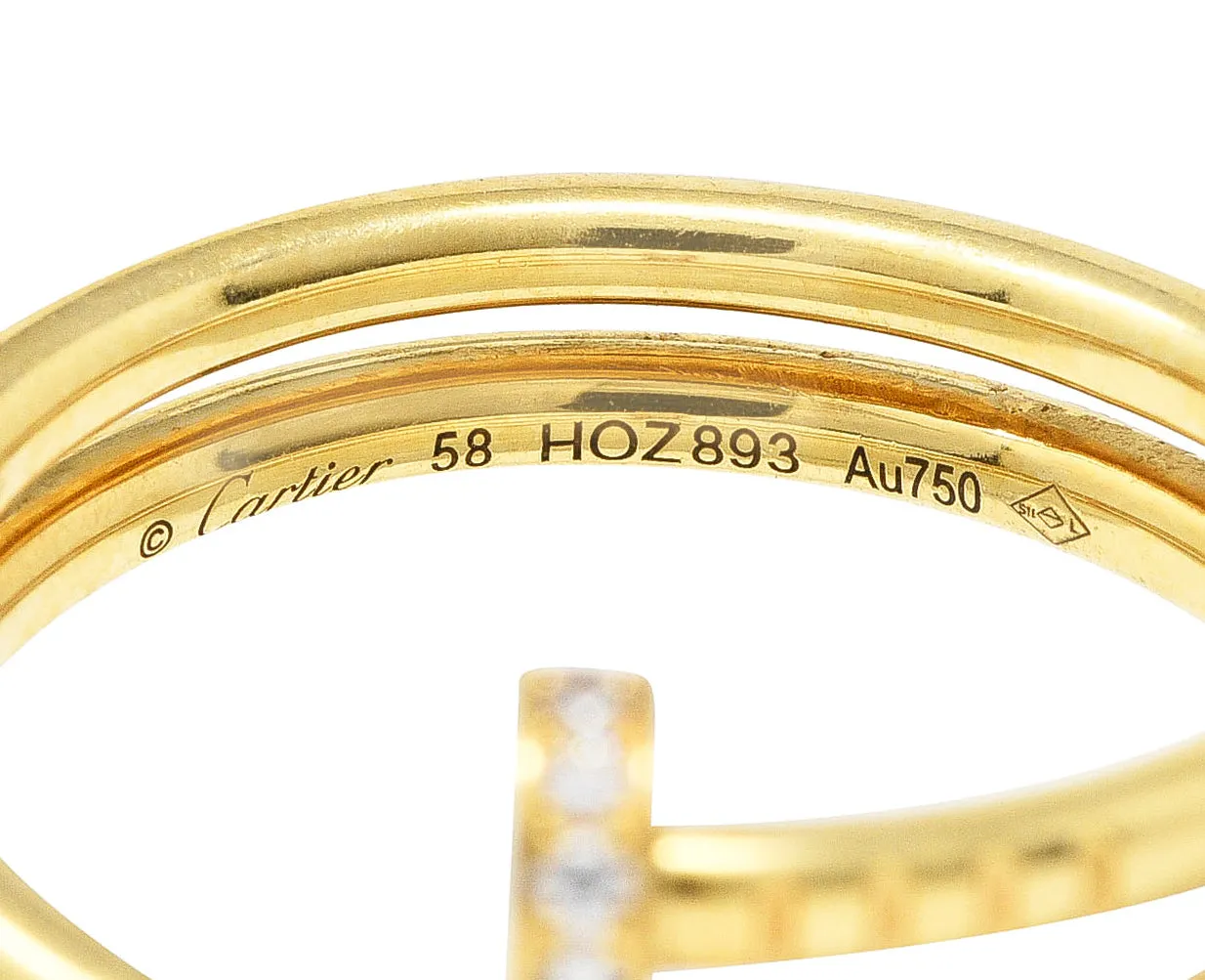 Cartier Diamond 18 Karat Yellow Gold Juste Un Clou Nail Vintage Ring