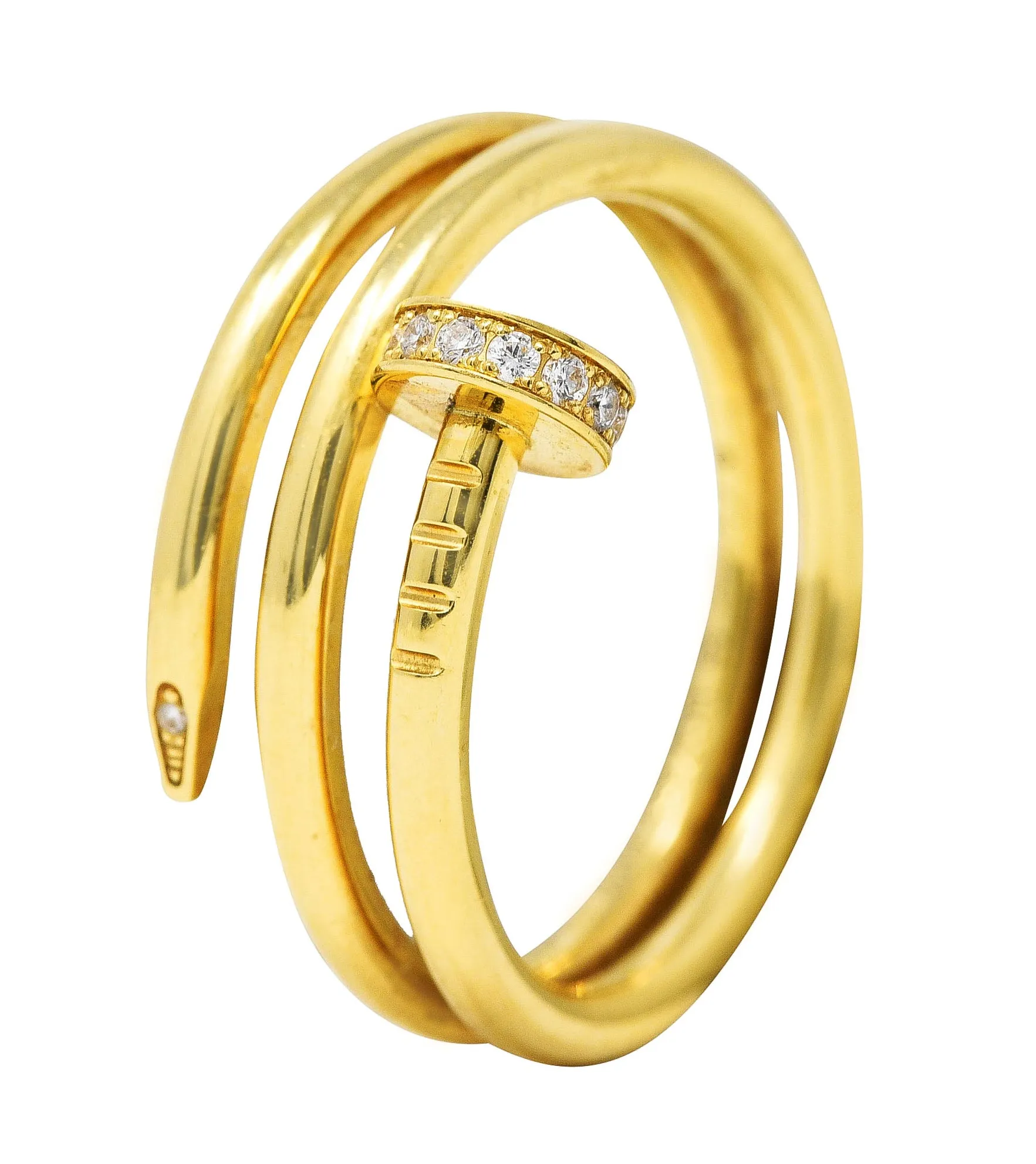 Cartier Diamond 18 Karat Yellow Gold Juste Un Clou Nail Vintage Ring
